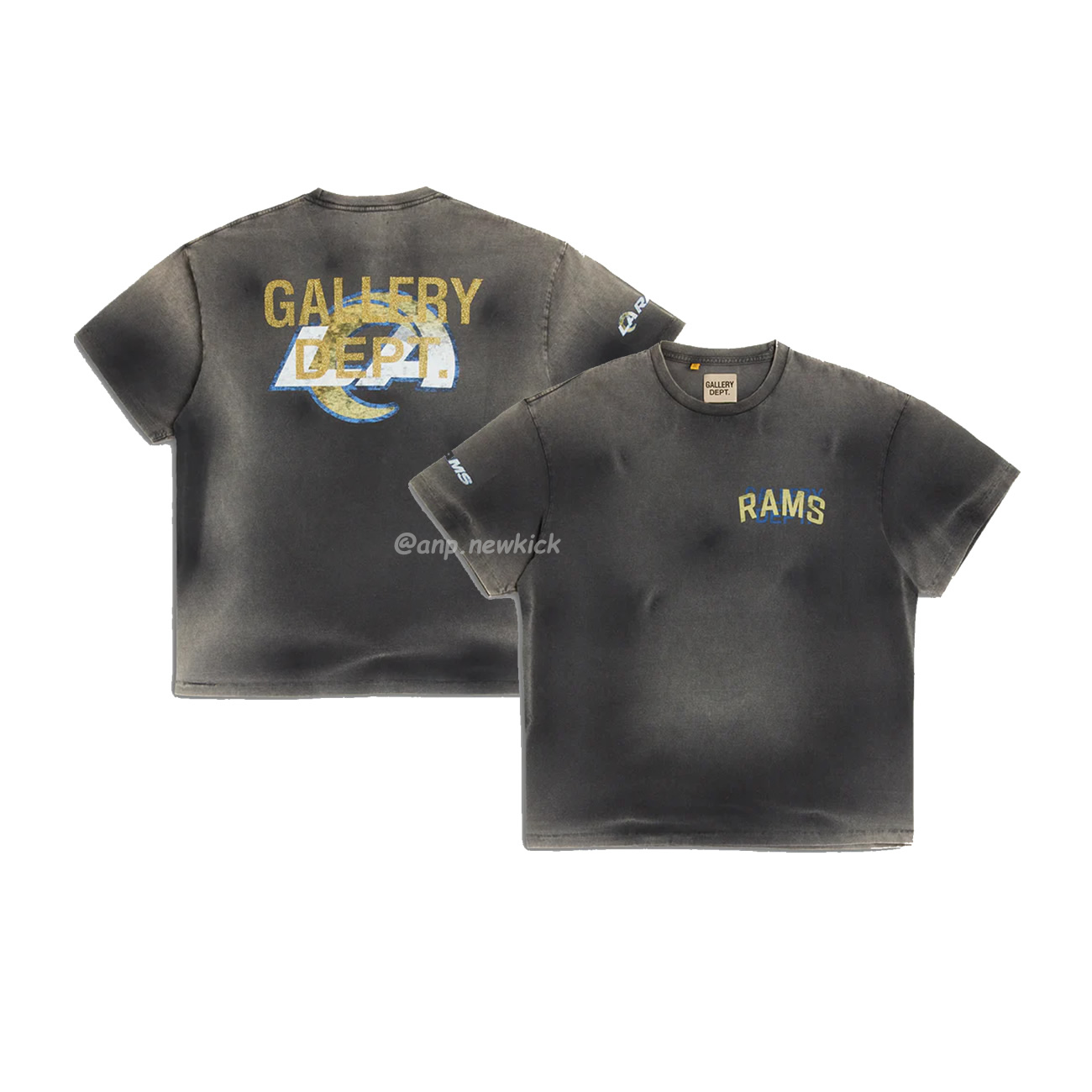 Gallery Dept X La Rams Tee Co Branded Letter Sun Faded Black Brown (1) - www.newkick.org